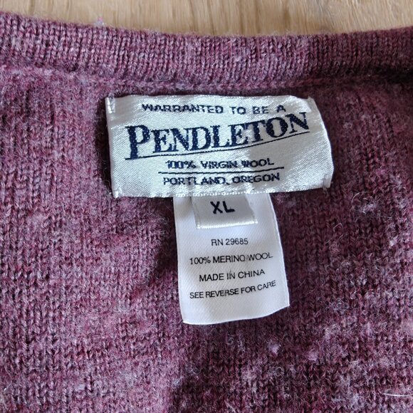 Pendleton Floral Beaded Purple Merino Wool Cardigan XL - Picture 7 of 7
